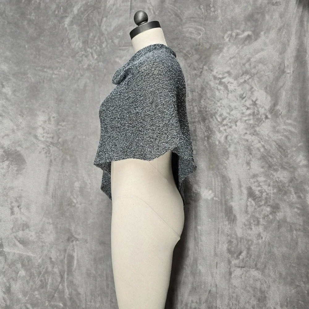 Gray Knit‎ Poncho Shrug Cowl Neck Asymmetrical Rayon Wrap Shawl Boho Layer Drape